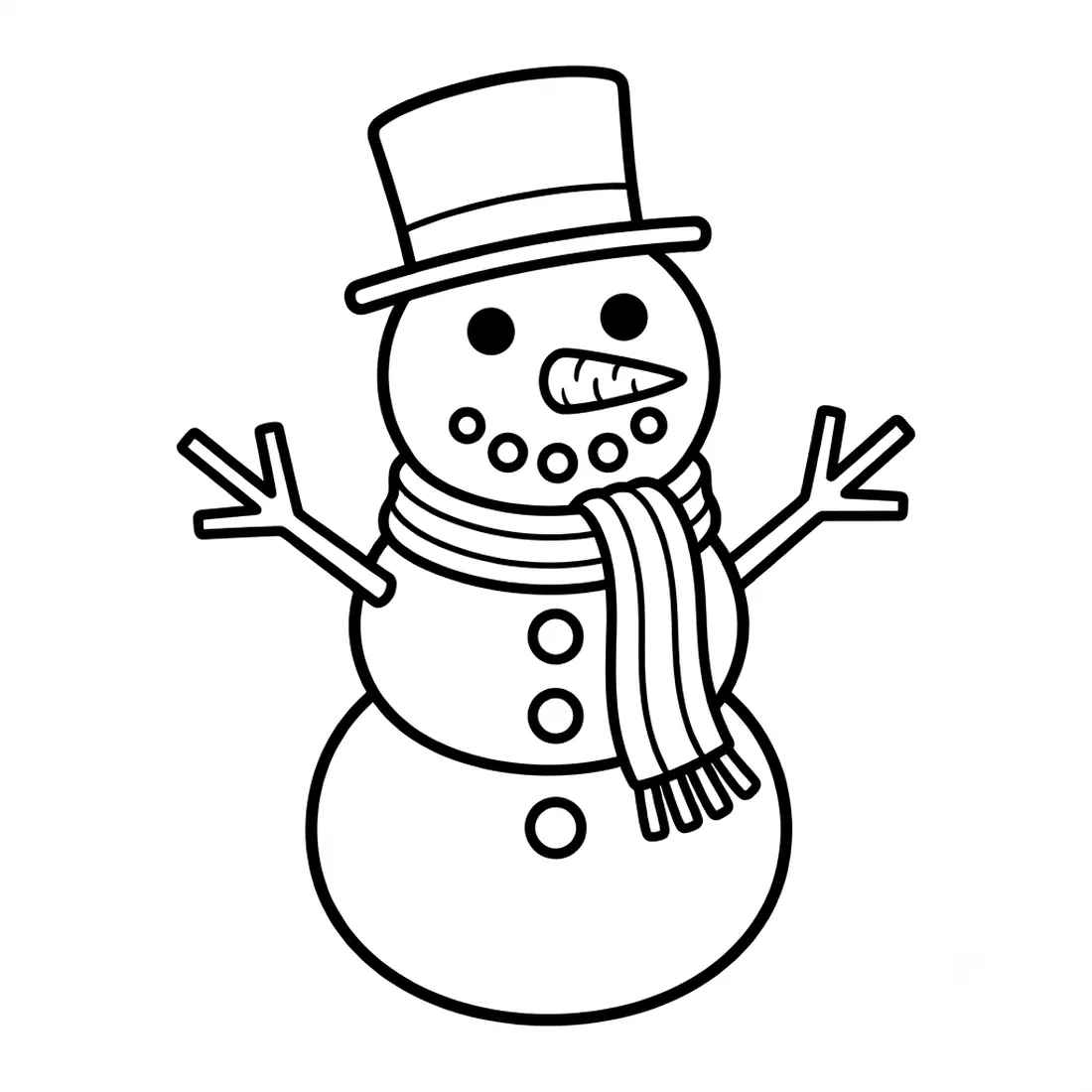 Simple snowman coloring page for ages 1 to 3